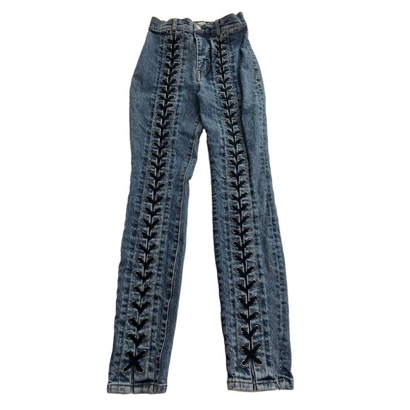 & Other Stories Lace-Up Denim Jeans in Blue - Picture 1 of 6